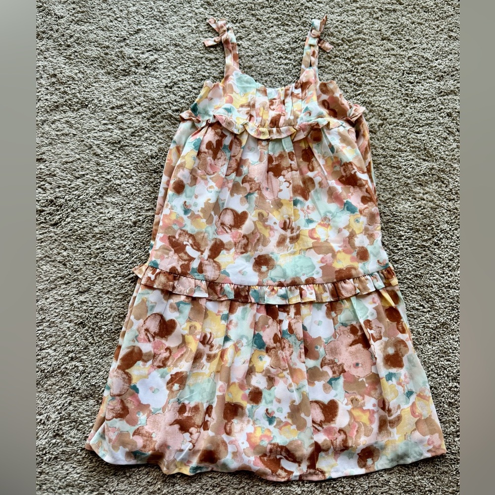 Janie and Jack Pink Multi Floral Ruffle Sundress Girls Size 6